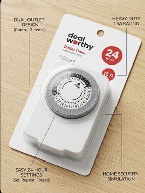 Deal Worthy White 24-Hour Outlet Timer - Heavy-Duty 15A